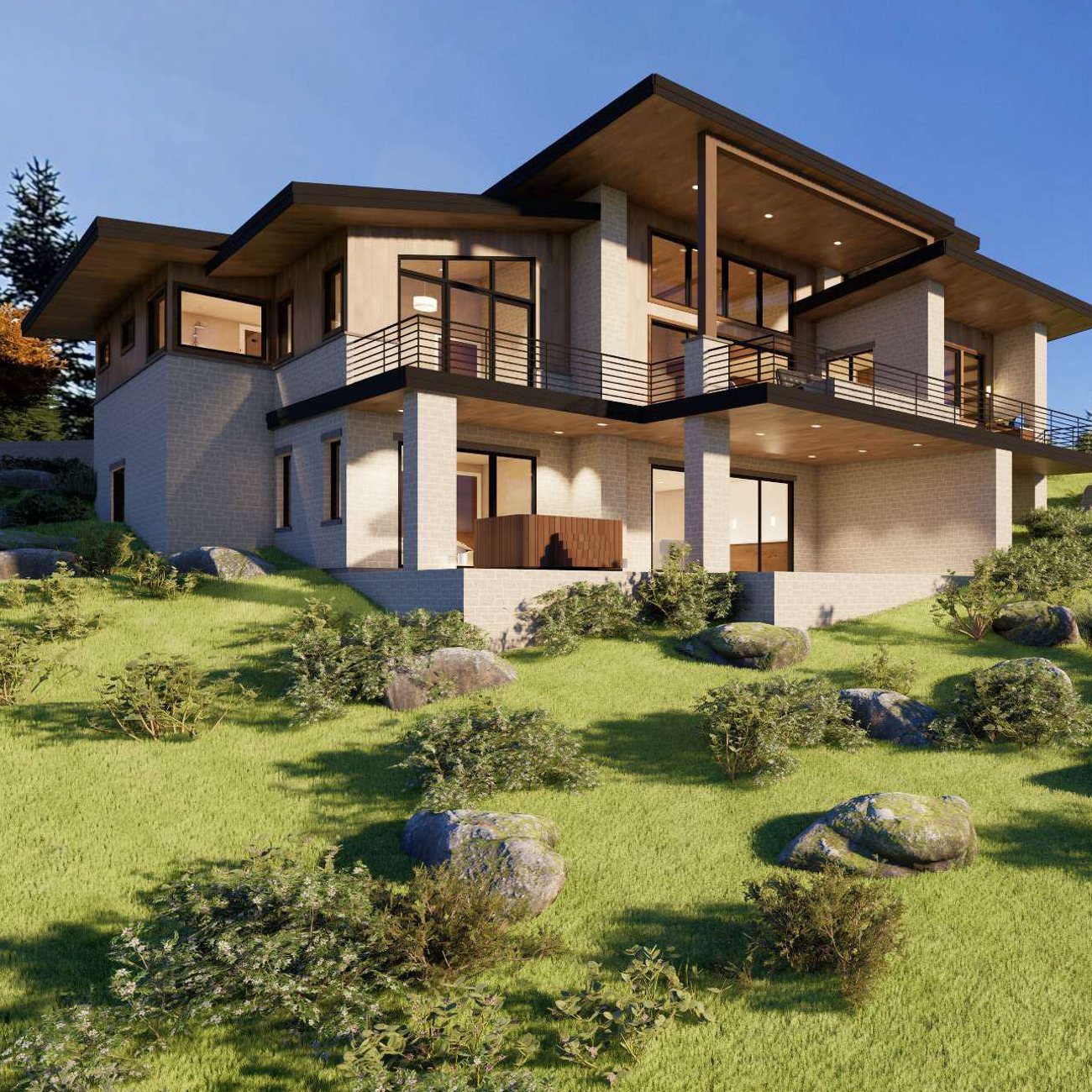 Front entry approach rendering of the Promontory Painted Shores spec home